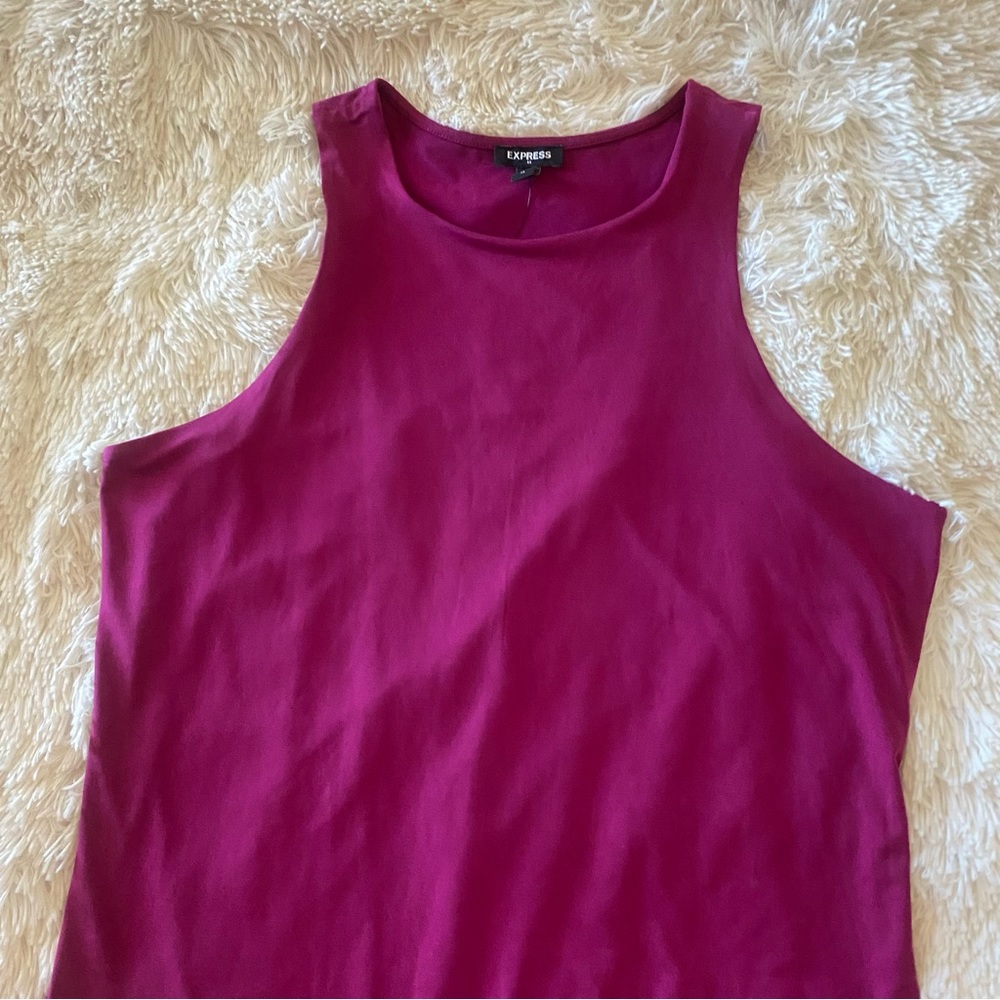 Express Magenta Silky High Neck Thong Sleeveless Women's Bodycon Bodysuit - Picture 4 of 8